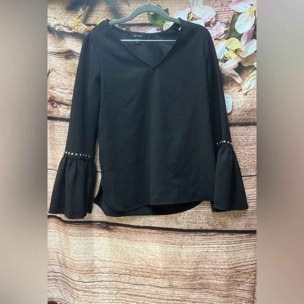 Karen Kane Black Blouse with Bell Sleeves